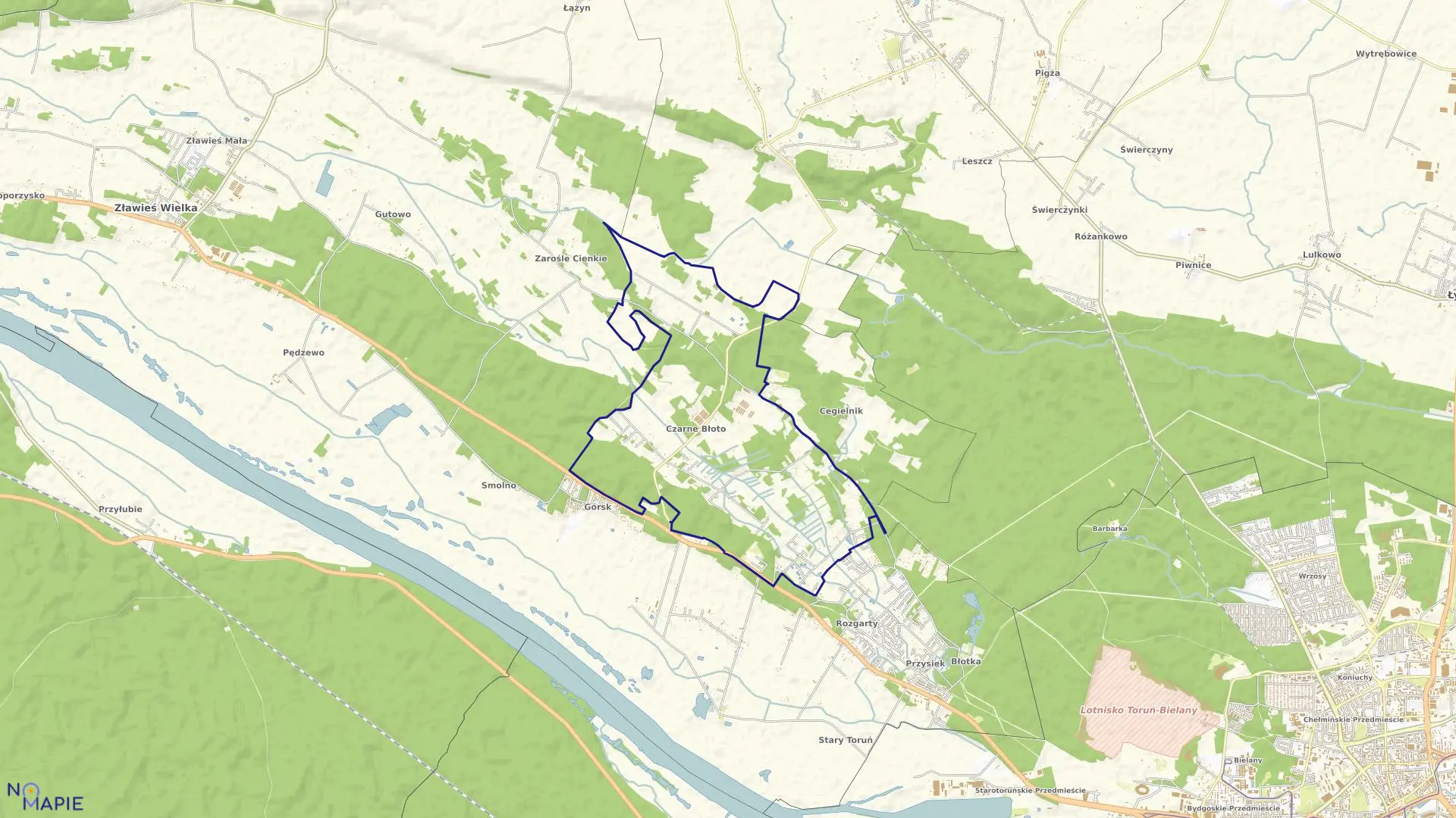 Mapa obrębu Czarne Błoto w gminie Zławieś Wielka