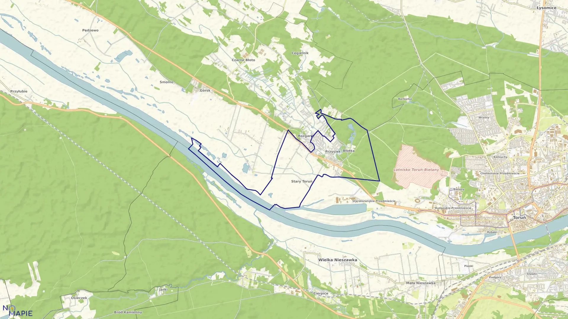 Mapa obrębu Stary Toruń w gminie Zławieś Wielka